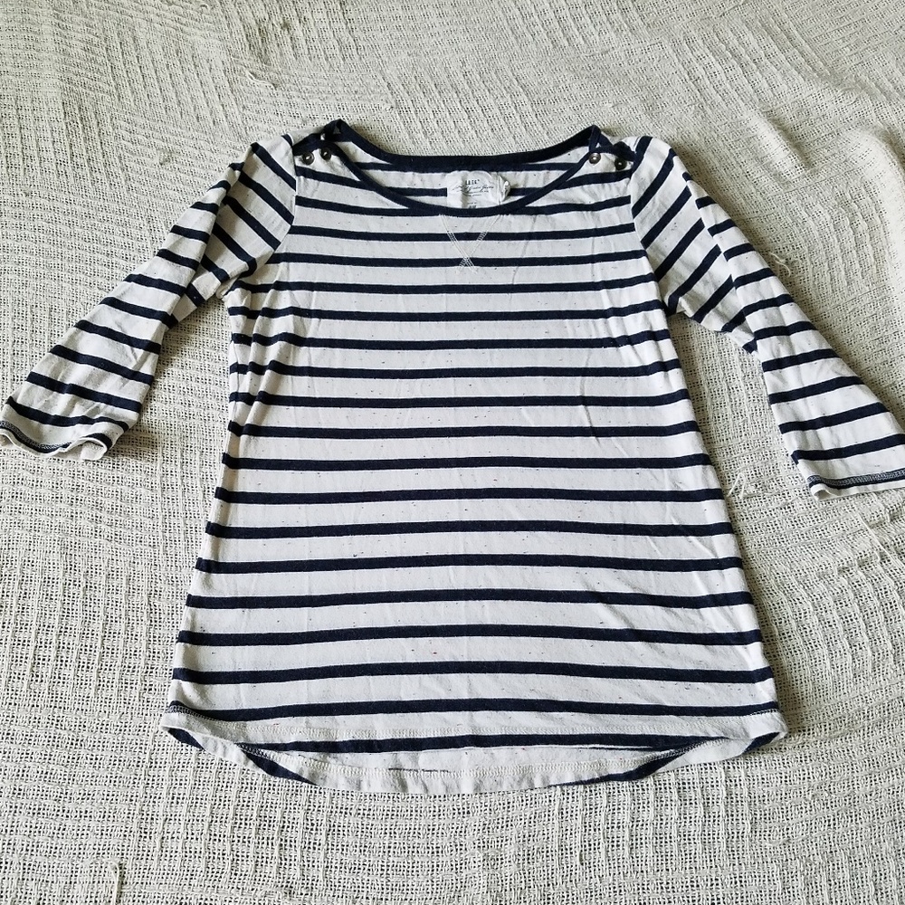 LOGG 3/4 Sleeve Navy/Cream Striped Confetti Tee